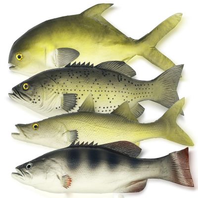 Nexboraque 4 Pack Fake Fish, 11 Inch Artificial Fish Models Simulated Pretend Realistic Fish Lifelike Sea Fish for Party Display, Kitchen Decor, Photography Props, 4 Types