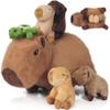 6 in 1 Capybara Plush Large Capybara Stuffed Animal with Babies Inside, 14.2" Mommy Stuffed Capybara Plush Pillow with Turtle 4 Baby Capibaras Peluches Plushies Toys for Kids Birthday Valentines Gifts view 1