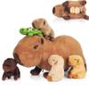 5 in 1 Capybara Plush, 14.2" Capybara Stuffed Animal with Babies Inside, Mommy Stuffed Capybara Plushies Pillow Toys with 4 Baby Capibaras Peluches for Kids Valentines Birthday Gifts Party Favors view 1