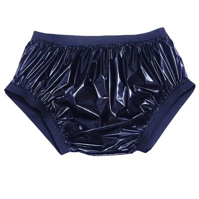 TAPIVA Reusable Vinyl Incontinence Pants, Loose Fit High Gloss PVC Mid-Rise Briefs, Adult Diapers, Soft Surface, Suitable for Adult Men and Women, Black