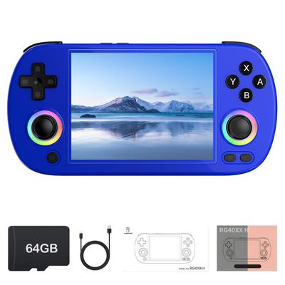 RG40XX H Retro Handheld Game Console, Linux OS Built-in 64G TF Card Retro Video Games Consoles 4.0 Inch IPS Screen Portable Pocket Video Player 5500+ Games (Blue)