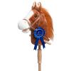 HollyHOME Stick Horse Plush with Detachable Blue Ribbon Champion Hobby Horse on Stick with Wood Wheels Real Pony Neighing and Galloping Sounds for Kids Toddlers Brown 36 Inches(AA Batteries Required) view 1