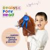 HollyHOME Stick Horse Plush with Detachable Blue Ribbon Champion Hobby Horse on Stick with Wood Wheels Real Pony Neighing and Galloping Sounds for Kids Toddlers Brown 36 Inches(AA Batteries Required) view 2