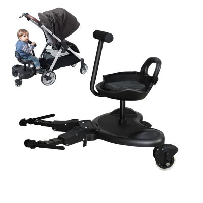 JIYIAN Universal Double Stroller Board,Child Rider Stroller Connector Auxiliary Pedals,with Saddle Seat and Standing Plate for Most Prams - Quick and Easy to Use