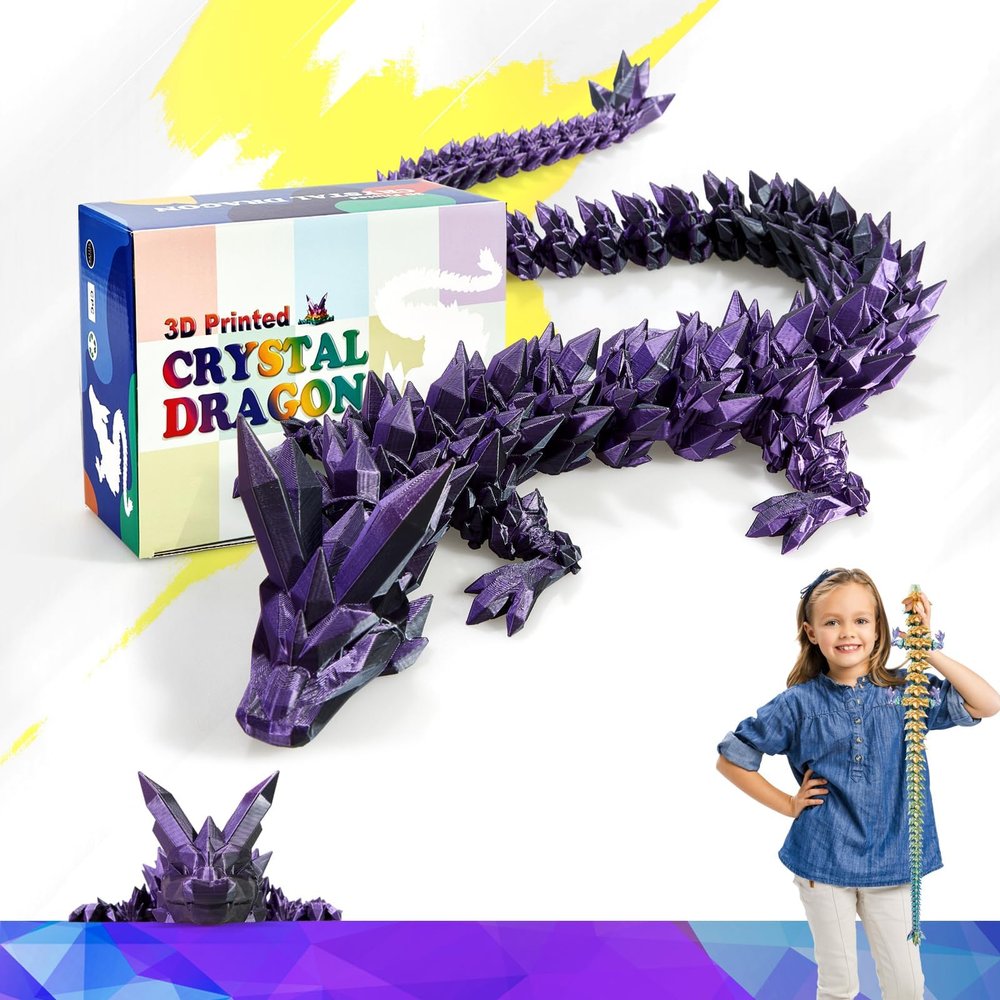 HyBaiS 30 inch Large 3D Printed Dragon,3D Dragons Figurine Toy,Big 3D Printed Toys,Easter Stuffer Gift for Kids 5-7,Desk and Home Decor
