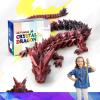 HyBaiS 24 inch Large 3D Printed Dragon,3D Dragons Figurine Toy, Big 3D Printed Toys, Easter Stuffer Gift for Kids 5-7,Desk and Home Decor(Black-Red, 24 inch) view 1