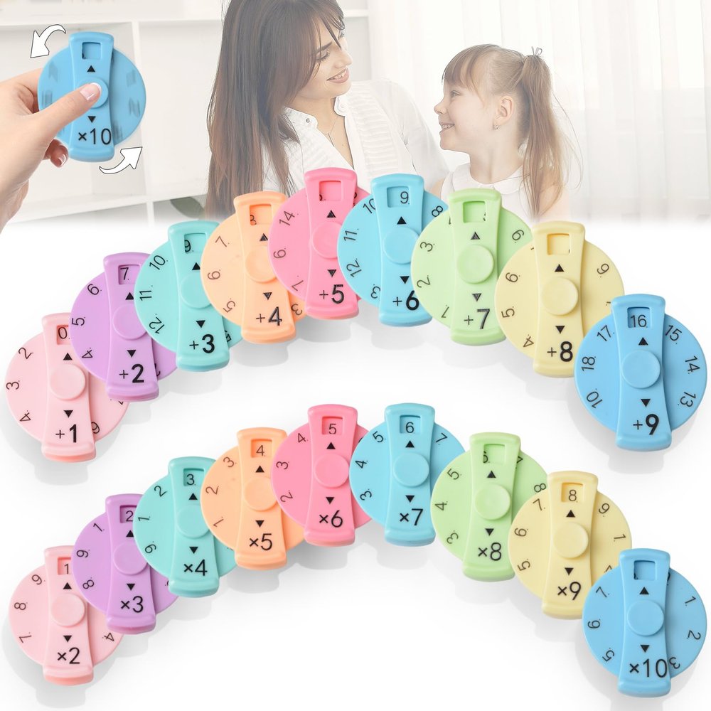 18 Pcs Math Fidget Spinners,Fidget Toys for Kids Ages 3-12,Multiplication Fidget Toy for Kids Fidget Pop for Add, Subtract, Multiply & Divide Math Game,Math Games in Homeschool Classrooms