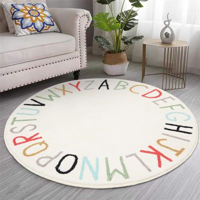 ABC Children's Round Rugs 2.6ft Toddler Toddler Floor Mats Soft Durable Non-Slip Play Mats Nursery Area Rugs Beige and Colourful Alphabet Learning Rugs Bedroom Round Rugs Children's Room Rugs