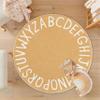ABC Children's Round Carpet 4.6ft Toddler Toddler Floor Mats Soft Durable Non-Slip Play Mats Nursery Area Rugs Yellow and White Alphabet Learning Rugs Bedroom Round Rugs Children's Room Rugs view 2