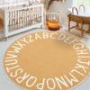 ABC Children's Round Carpet 4.6ft Toddler Toddler Floor Mats Soft Durable Non-Slip Play Mats Nursery Area Rugs Yellow and White Alphabet Learning Rugs Bedroom Round Rugs Children's Room Rugs view 3