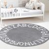 ABC Kids Round Rugs 4.6ft Toddler and Infant Toddler Floor Mats Alphabet Learning Rugs Soft Durable Non-Slip Play Mats Nursery Area Rugs Grey and White Alphabet Bedroom Round Rugs Children's Room Rugs view 1