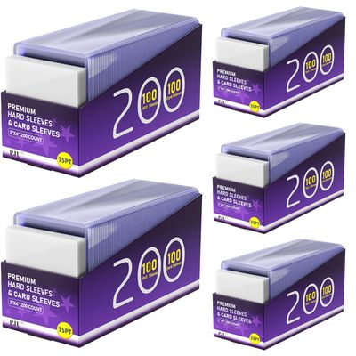 1000 Card Sleeves Hard Plastic, Premium Baseball Card Sleeves, 3" x 4" Trading Cards Holder, Sports Football Game Cards Protectors Top Cases (500 Hard Sleeve + 500 Soft Sleeve)
