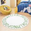 ABCKids Round Rugs 3.3ft Toddler and Infant Toddler Floor Mats Alphabet Learning Rugs Soft Durable Non-Slip Play Mats Nursery Area Rugs White and Green Alphabet Bedroom Round Rugs Children's Room Rugs view 1