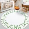 ABCKids Round Rugs 3.3ft Toddler and Infant Toddler Floor Mats Alphabet Learning Rugs Soft Durable Non-Slip Play Mats Nursery Area Rugs White and Green Alphabet Bedroom Round Rugs Children's Room Rugs view 3