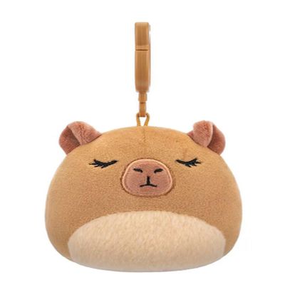 Squishmallows 3.5"" Clip-On Lijjian The Capybara, Small, Brown