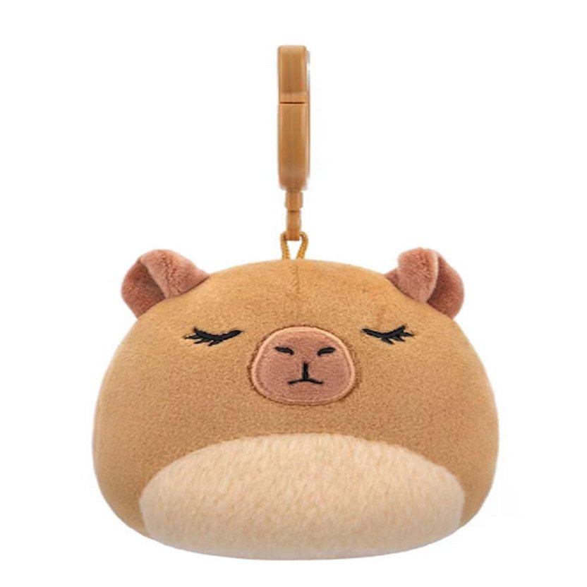 Squishmallows 3.5"" Clip-On Lijjian The Capybara, Small, Brown