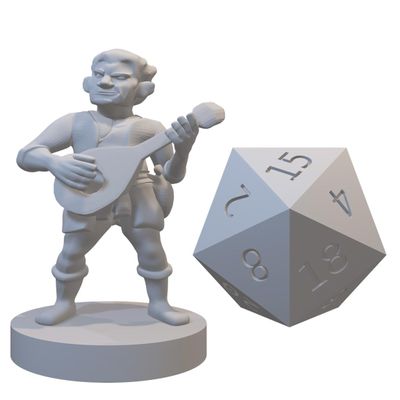 Bard Class Miniature for DND Pathfinder RPG Unpainted Resin 28mm-32mm (Halfling Male Lute 2)