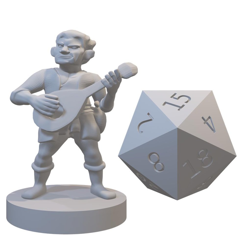 Bard Class Miniature for DND Pathfinder RPG Unpainted Resin 28mm-32mm (Halfling Male Lute 2)