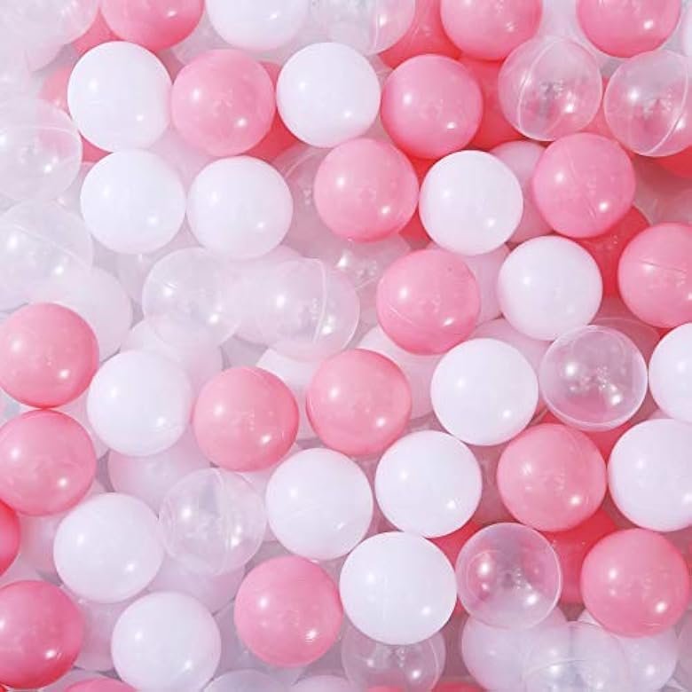 Thenese Ball Pit Balls for Kids, Pool Toys Thicken Soft Plastic Balls for Ball Pit BPA Free Toddler Toy White Clear and Pink 300pcs