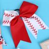 12 PCS Softball Baseball Cheer Bows, Sparkly Rugby Hair Bows with Elastic Hair Ties Accessories for Teens Girls Women Cheerleading Softball Competition Sports (White Red) view 3