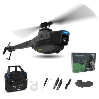 C128 Scout Drone RC Helicopter Model with 1080P Camera, 2.4G RC 4CH Aerial Military Aircraft Helicopter Model with 6-Axis Gyro for Beginner Adults (RTF Version/Grey)