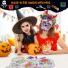 MineIdea 24 Pack Day of The Dead DIY Masks, Color You Own Sugar Skull Mask Painting Dia De Muertos Halloween Paper Masks with 12 Watercolor Pens and Elastic Headbands for Halloween Party, Crafts view 3