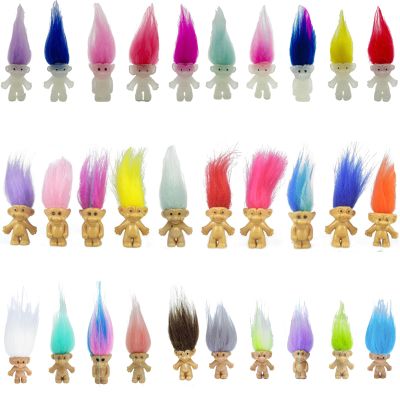 30pcs Luminous Mini Troll Dolls Glow in The Dark Vintage Action Figures Troll Dolls 1.2" Bodies, 2.3" Hair. Cake Toppers School Project, Arts and Crafts (30pcs)