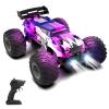 Sjpzwcrl Remote Control Car Toy Truck: - Hand Controlled Monster Truck Toys RC Car Electric Rock Crawler RC with Headlights and Colorful Toy Cars Body Lights for Boy Kids (Purple) view 1