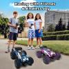 Sjpzwcrl Remote Control Car Toy Truck: - Hand Controlled Monster Truck Toys RC Car Electric Rock Crawler RC with Headlights and Colorful Toy Cars Body Lights for Boy Kids (Purple) view 3