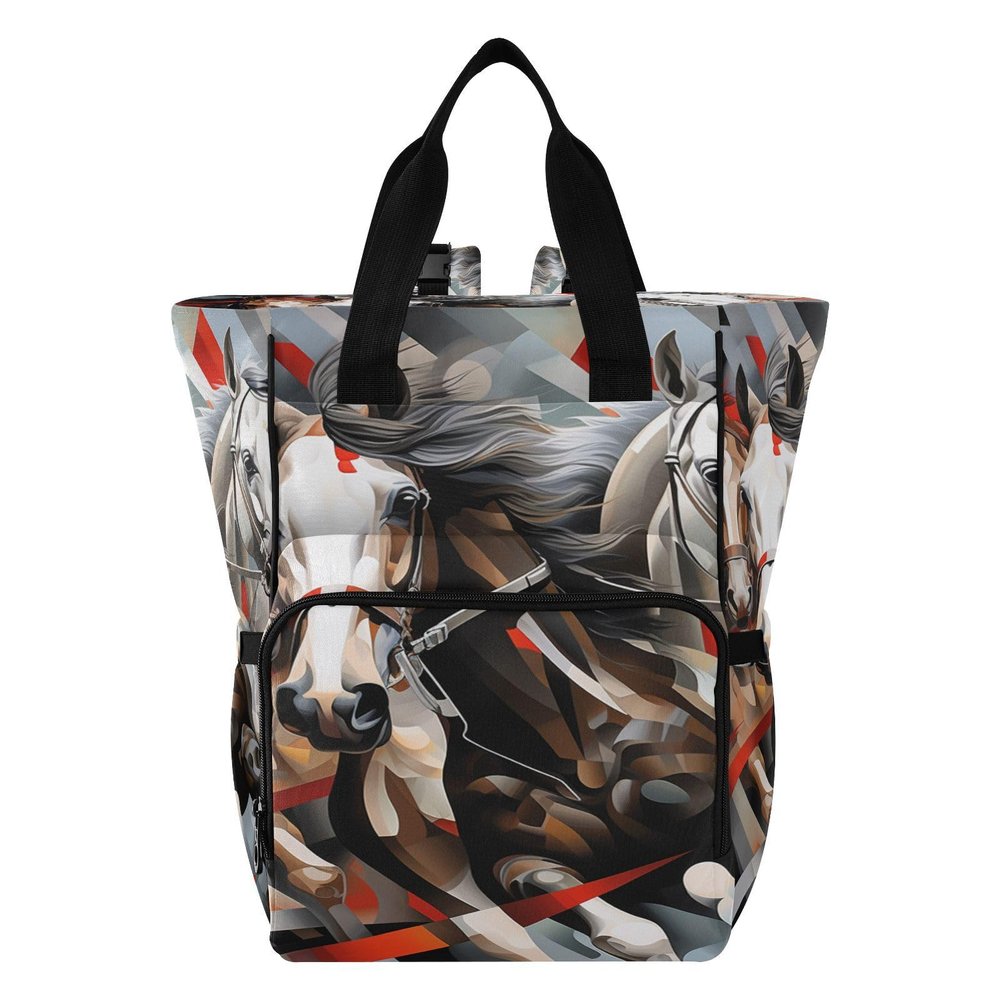 Abstract Oil Art Horses Diaper Bag Travel Backpack Large Capacity Tote Mom Bags for Dad Women Girls