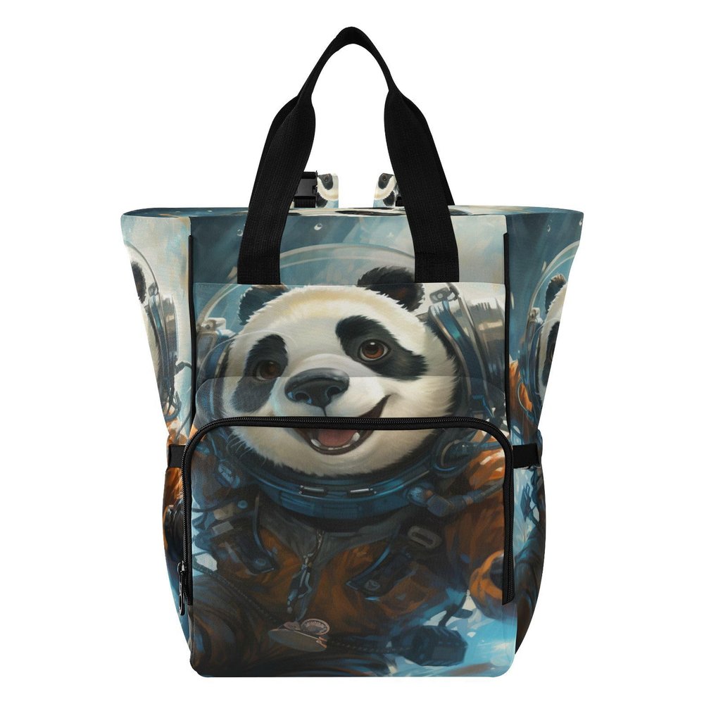 Cute Panda Astronaut Diaper Bag Travel Backpack Large Capacity Tote Mom Bags for Dad Women Girls
