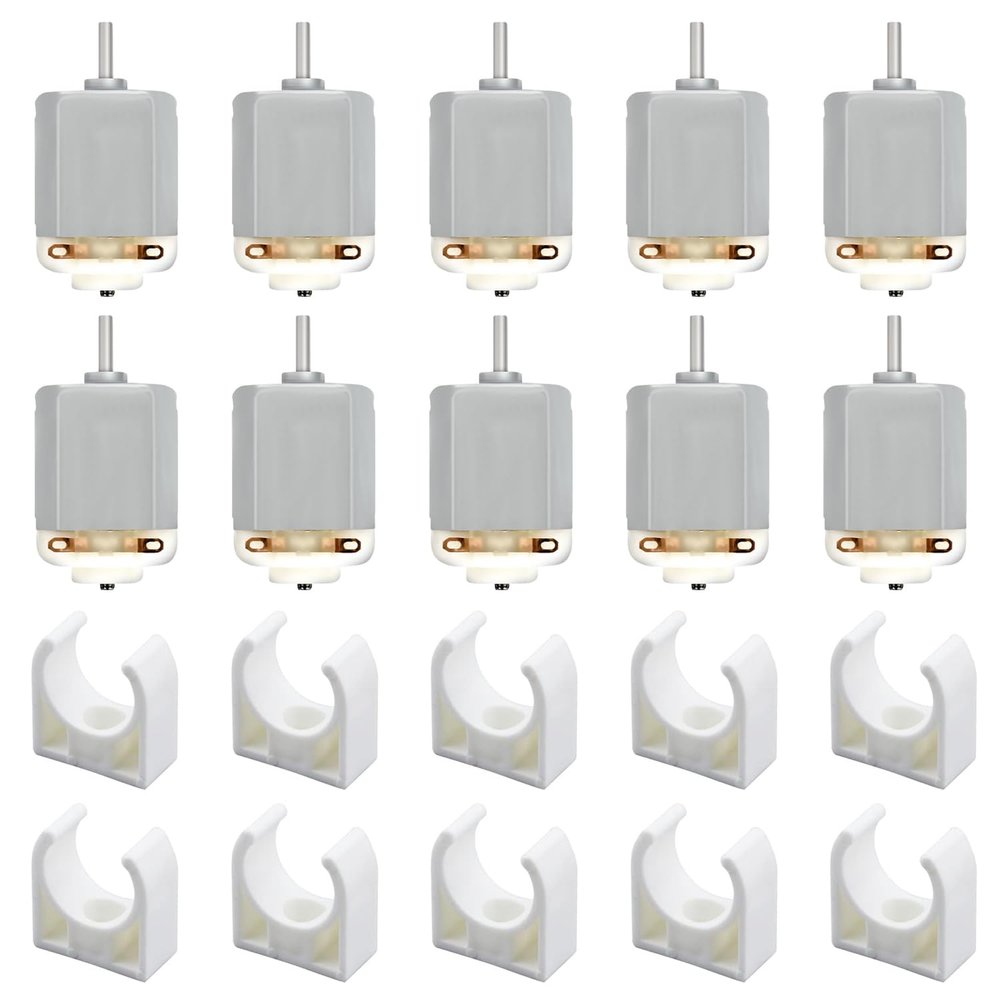 10Pcs DC Motor 1-6V Electric Motor with Holder 130 Motor Round Shaft Micro Mini Motor for Robotics Projects, RC Boat DIY Airplane Car, Science Experiments