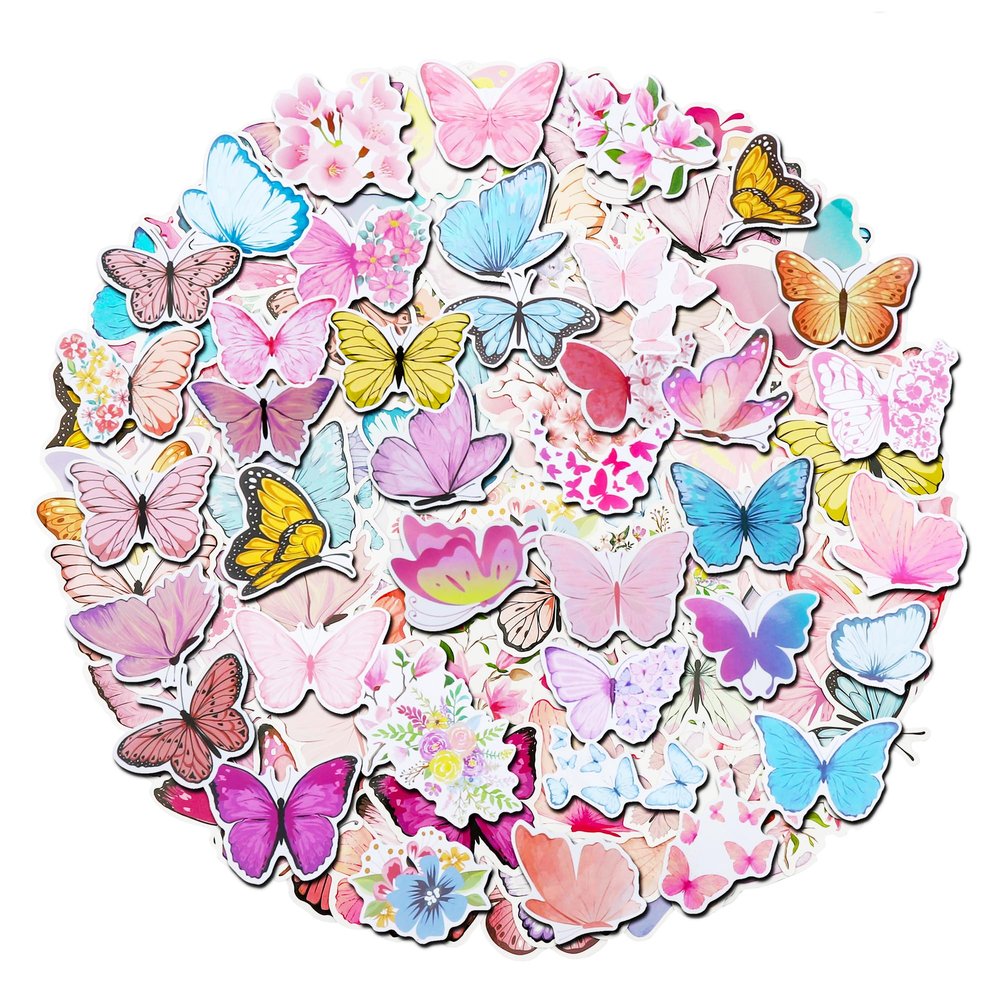 100 Pack Butterfly Stickers, Butterfly Party Favors, Birthday Decorations.