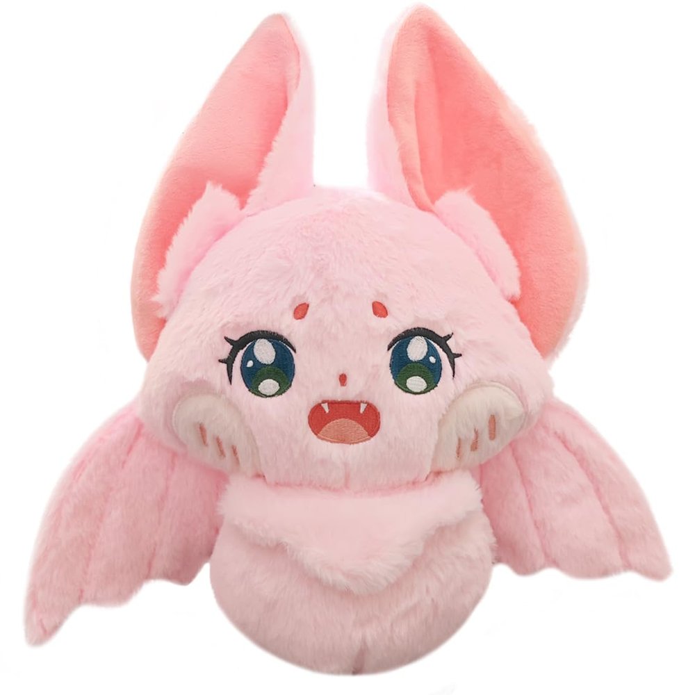 ELAINREN Furry Pink Bat Plush Toy Cuddly Stuffed Bat Dolls Gifts/13.7''