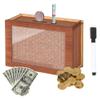 10,000 Savings Challenge BoxCash Vault Wooden Savings BoxCash Saver BoxCoin Counter Piggy BankWooden Piggy Bank Coin Bank with Counting Target,Wooden Coin Bank for Boys and Girls view 1