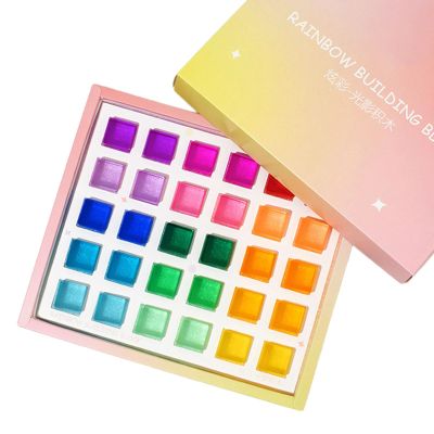 Acrylic Block Rainbow Building Blocks, Color Learning Toys Shapes Sorting Building Blocks, Cubes Stacking Toy, 30Pcs, 27.5cmx23.5cmx4.5cm