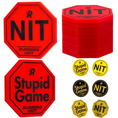 RUNNING HOT 10 Pcs Nit Button Set for Texas Hold'em & Omaha Poker Chips Set for The Stand-Up Game Stupid Game Poker Accessories Texas Holdem Poker Set (Octagon Red)