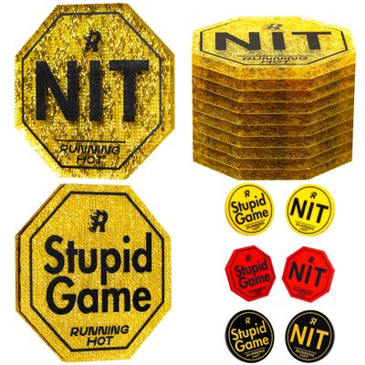 RUNNING HOT 10 Pcs Nit Button Set for Texas Hold'em & Omaha Poker Chips Set for The Stand-Up Game Stupid Game Poker Accessories Texas Holdem Poker Set (Octagon Gold)