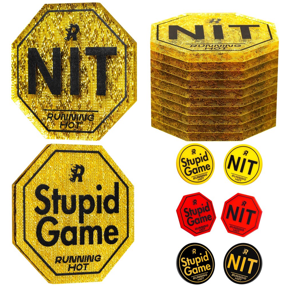 RUNNING HOT 10 Pcs Nit Button Set for Texas Hold'em & Omaha Poker Chips Set for The Stand-Up Game Stupid Game Poker Accessories Texas Holdem Poker Set (Octagon Gold)