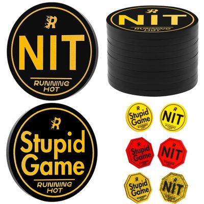 RUNNING HOT 10 Pcs Nit Button Set for Texas Hold'em & Omaha Poker Chips Set for The Stand-Up Game Stupid Game Poker Accessories Texas Holdem Poker Set (Round Black)