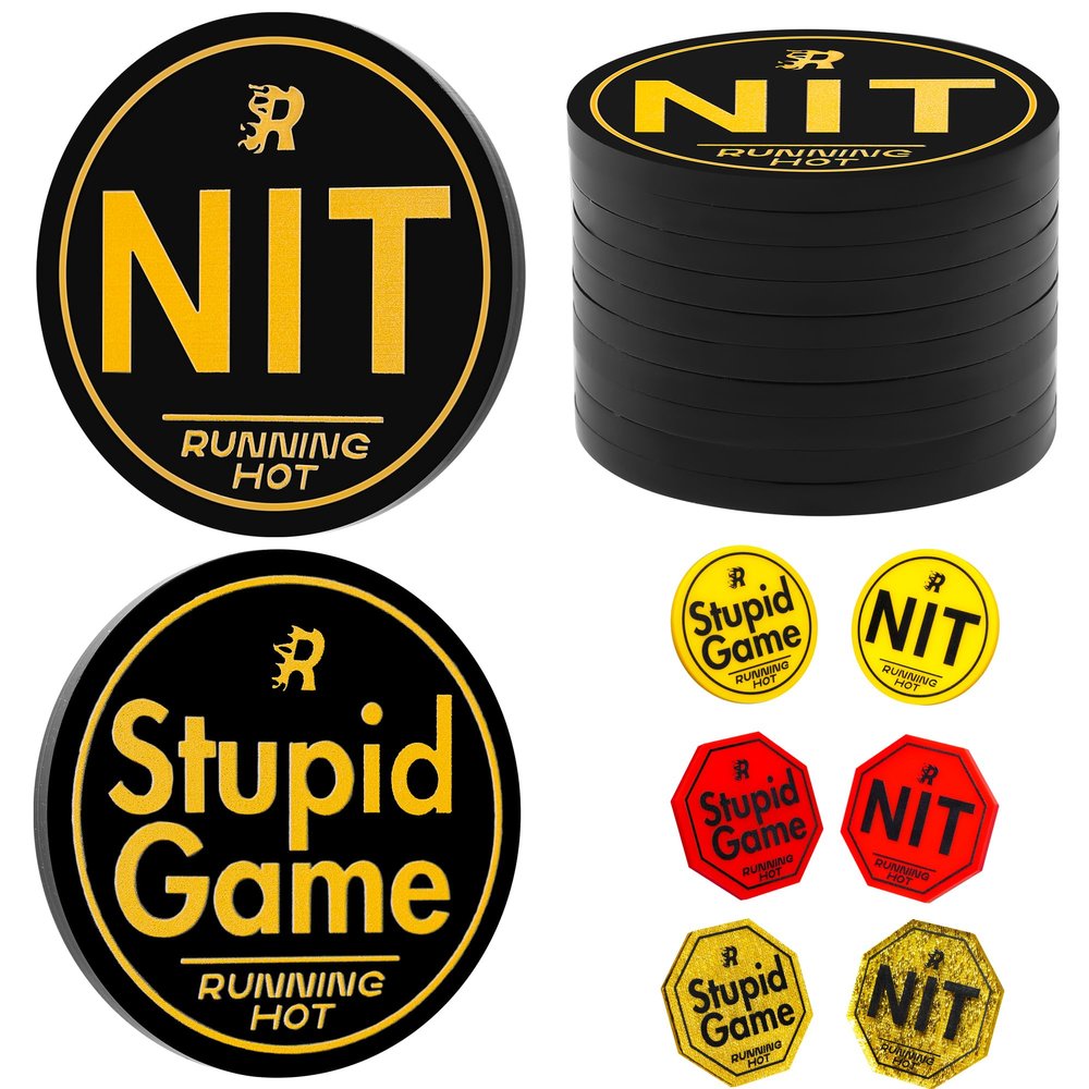 RUNNING HOT 10 Pcs Nit Button Set for Texas Hold'em & Omaha Poker Chips Set for The Stand-Up Game Stupid Game Poker Accessories Texas Holdem Poker Set (Round Black)