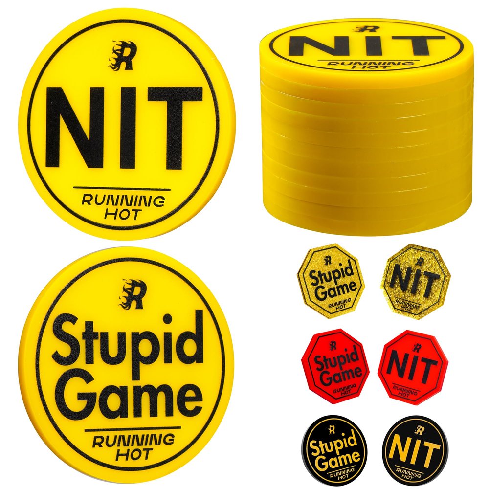 RUNNING HOT 10 Pcs Nit Button Set for Texas Hold'em & Omaha Poker Chips Set for The Stand-Up Game Stupid Game Poker Accessories Texas Holdem Poker Set (Round Yellow)