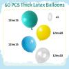 HILAVO Yellow Blue Clear Balloons 12 Inch 60 Pcs Blue Cartoon Balloon Teal Blue and Yellow Party Latex Balloons Transparent for Kids Birthday Ocean Baby Shower Party Decorations view 2