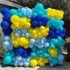 HILAVO Yellow Blue Clear Balloons 12 Inch 60 Pcs Blue Cartoon Balloon Teal Blue and Yellow Party Latex Balloons Transparent for Kids Birthday Ocean Baby Shower Party Decorations view 4