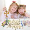 12Pack DIY Christian Cross Wind Chime Kit, Religious Arts and Crafts Set with Wooden Cross Ornaments Painting Supplies Multicolor Chime Tubes, Ideal for Bible School Sunday School Easter Activities view 4