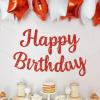 Red Glitter Happy Birthday Banner Sign, Birthday Garland Wall Door Banners Flag for Women Men Boys Girls Party Backdrop Decorations view 4