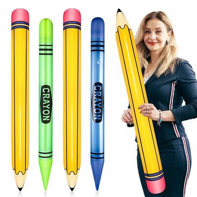 4 Pieces Giant Inflatable Crayon Pencil Balloon Set Back to Party Decoration for Room Playground Indoor Outdoor Birthday Party Theme Party Decoration Available