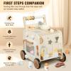 Pithfor Wooden Baby Walker, 3-in-1 Baby Push Walker, with Pretend Kitchen, Montessori Sensory Activity Center, Push Walker Toys for Babies Learning to Walk, Sit-to-Stand view 3