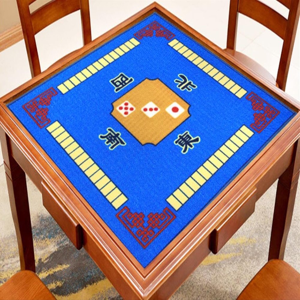 BeLongsYou Mahjong Table Cloth 30.7in Square Shape Majiang Mat Board Room Mahjong Pad Anti- Slip Desktop Cushion for Games Use Sewing Accessories,Blue
