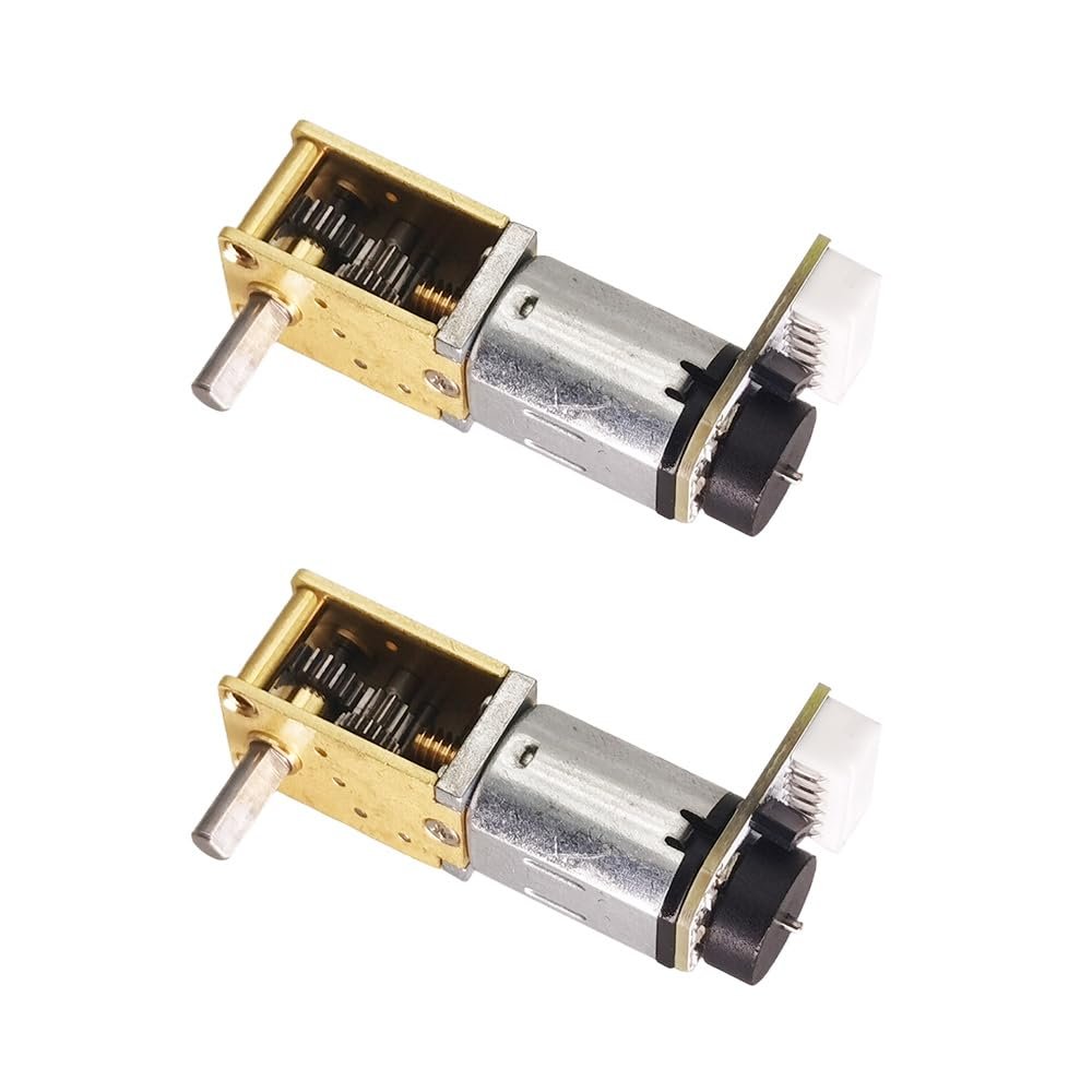 2Pcs DC 12V 381RPM 3x8mm Single Shaft N20 Worm Motor with Encoder, 3-12V 4-381RPM Suitable for DIY RC Toys and Automation (12-381)